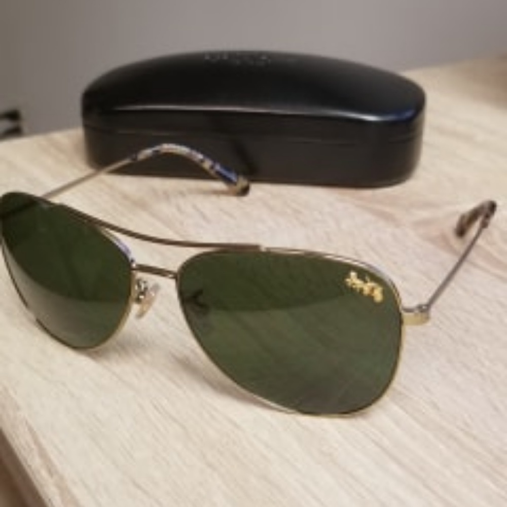 COACH Thin Metal Pilot Sunglasses - Picture 3 of 3
